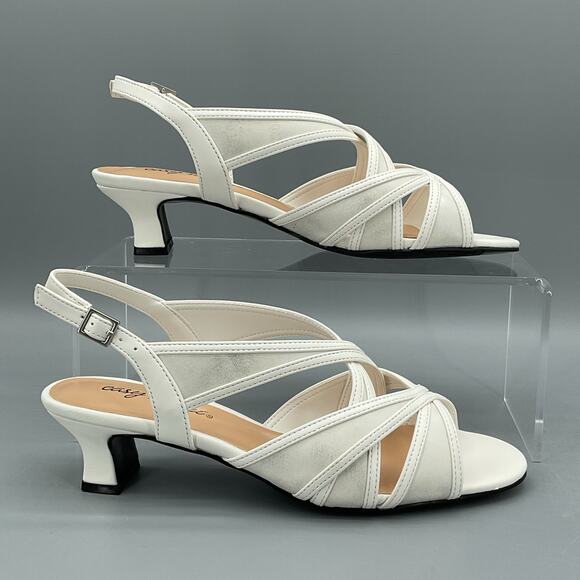 NEW Easy Street Women’s Tristen Dance Flex Outsole Sandals White Size 6.5N - Picture 1 of 10